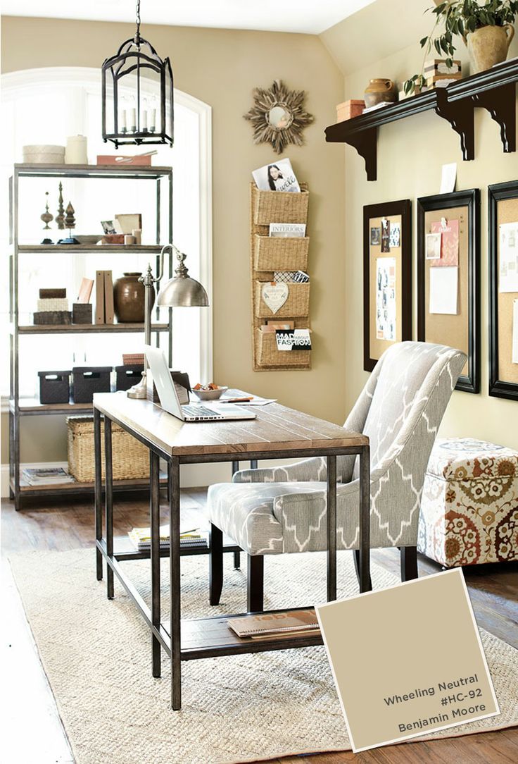 Gray and beige home office with lots of decor Painter1.